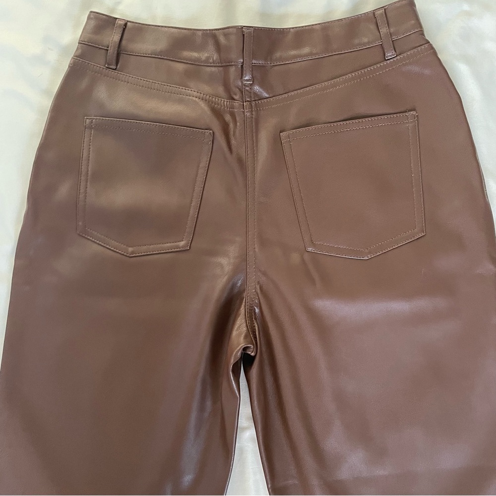 NEW Oak + Fort Faux Vegan Leather Pants Slim High Rise NWT - Picture 5 of 12
